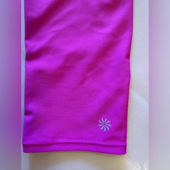 Athleta Womens Dobby Be Free Knicker Capri Leggings 54023 hot Pink Stretch M - Picture 7 of 16